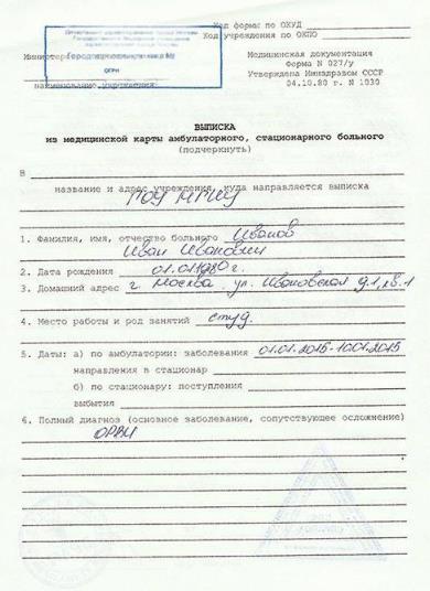 Медицинская справка 027 у